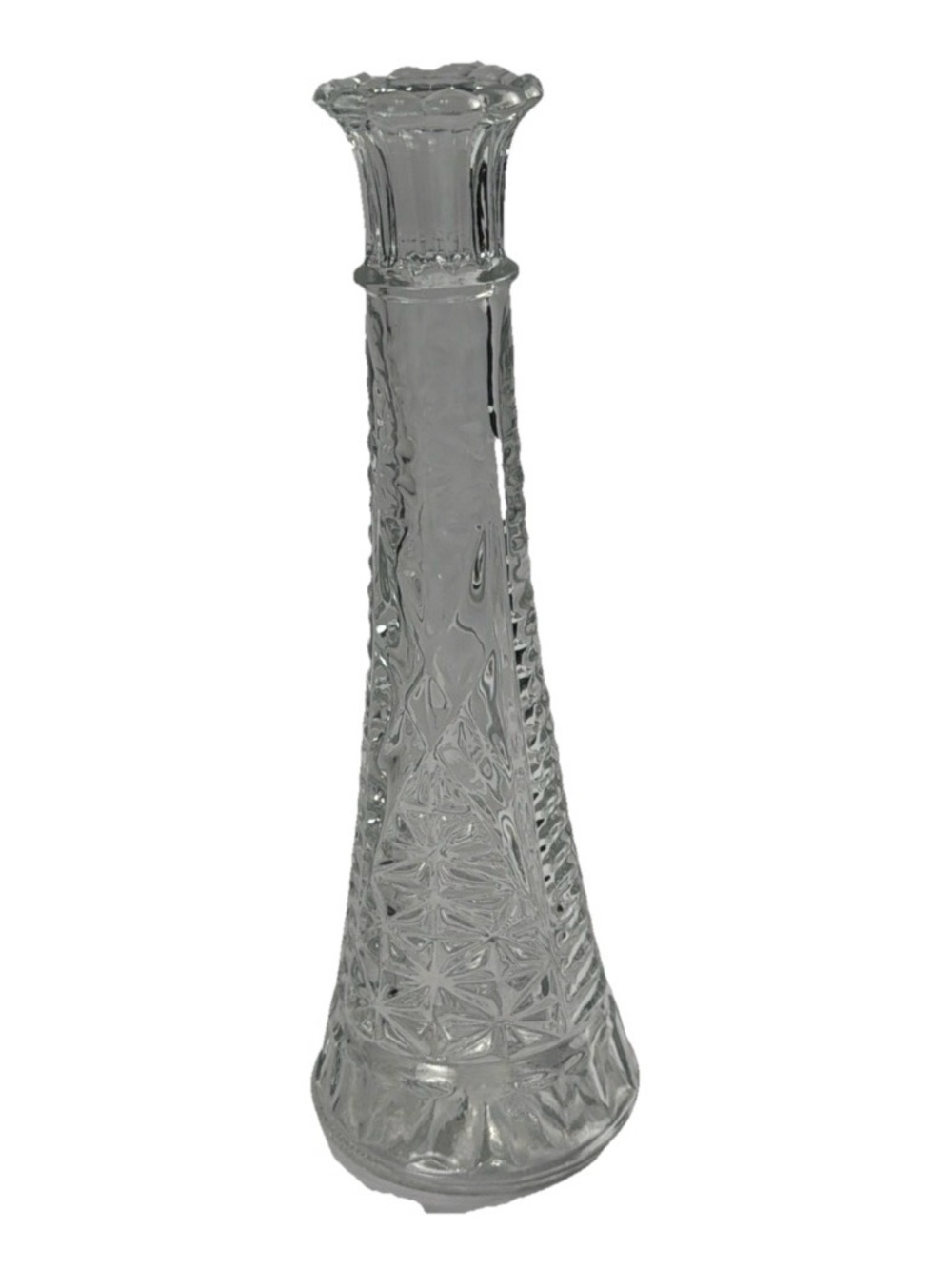 Vintage Heavy Glass Bud Vase Multi faceted Pattern